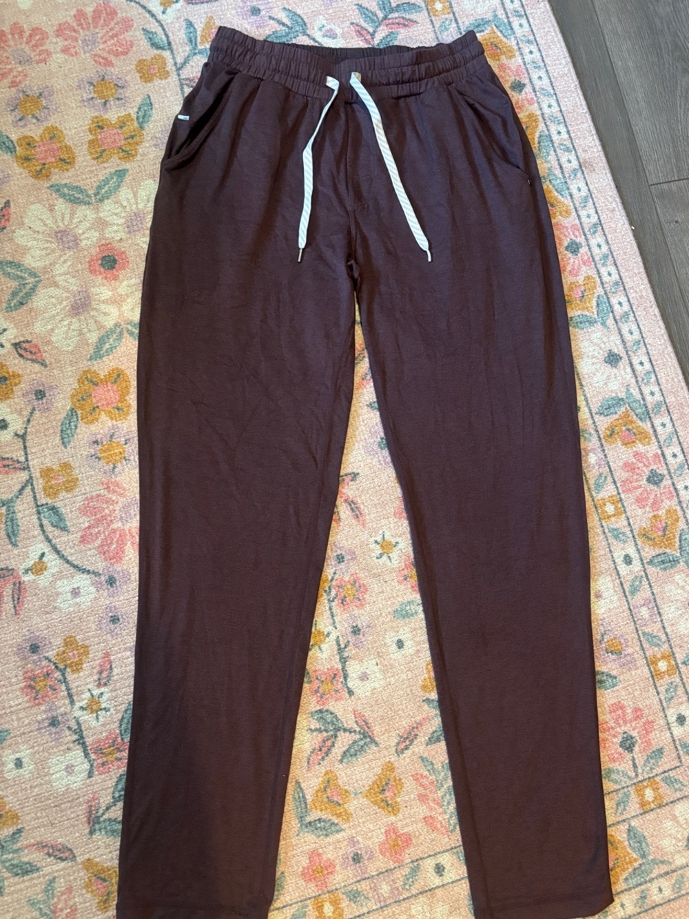 Vuori plum Drawstring Track Pants with White Cord